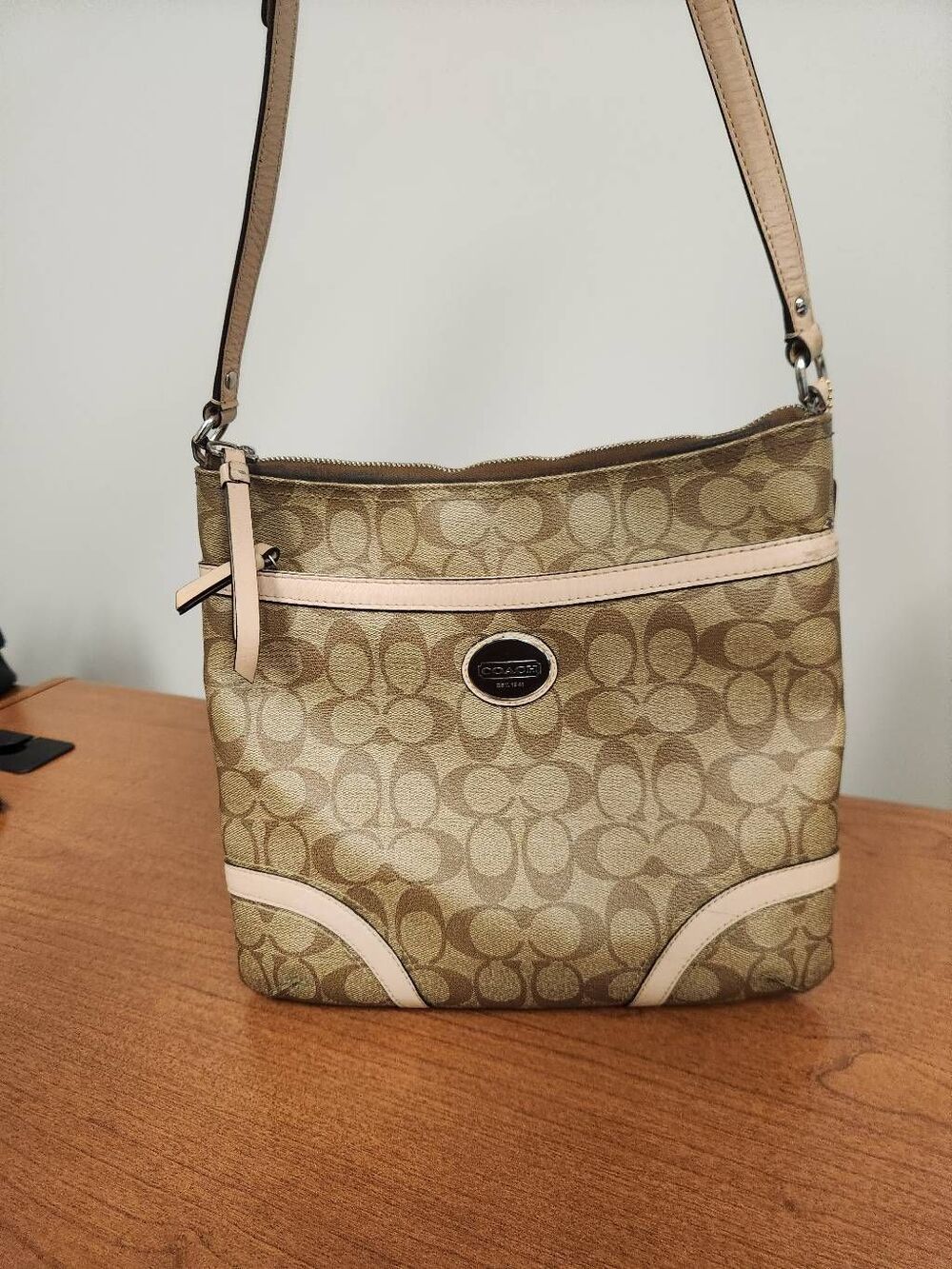 Coach Tan/Cream F18920 coated canvas crossbody